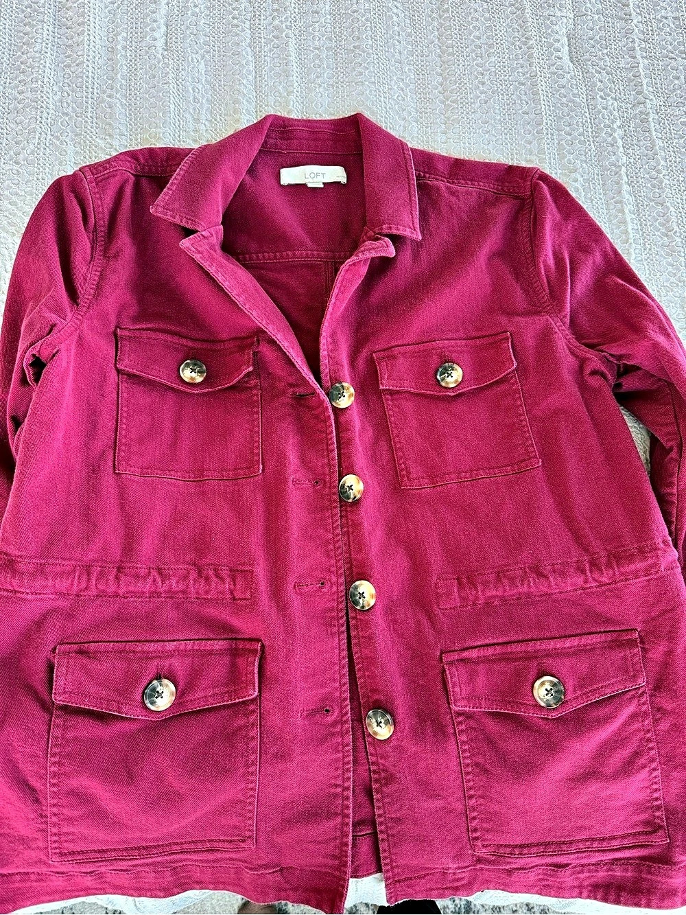 LOFT Utility Jacket in Pink Size Medium petite Like New